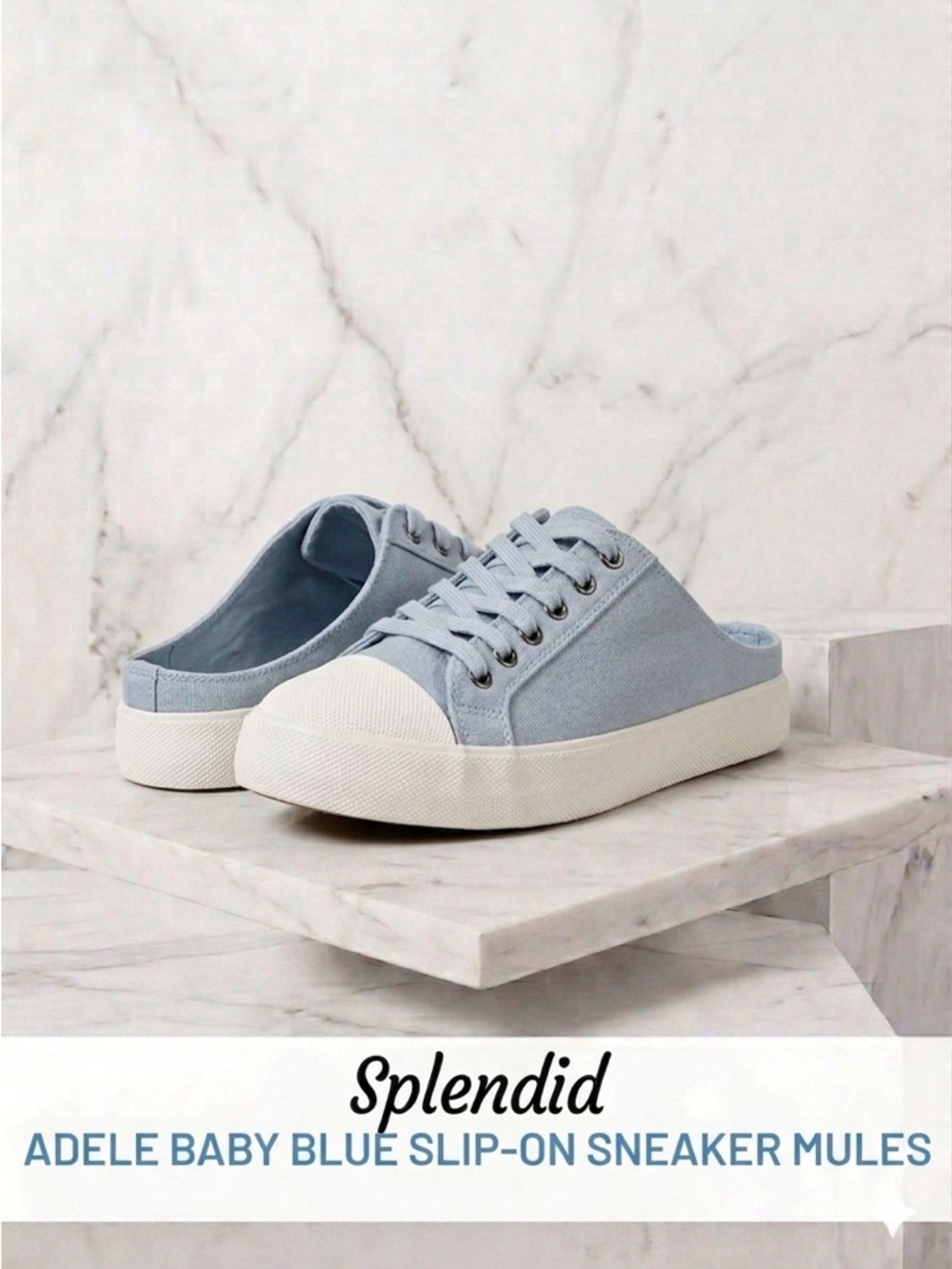 Splendid Baby Blue Canvas Adel Mule Sneakers Size 8 Like New!